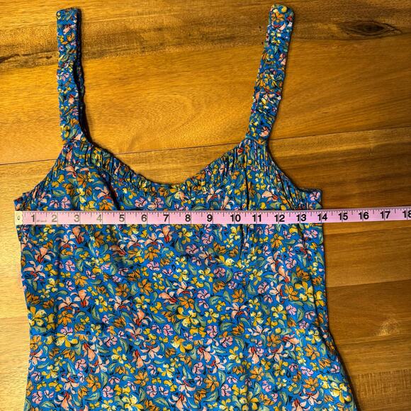 Zara Floral Midi Dress Feminine Flowy Spring Lightweight Small Blue Pink - Picture 10 of 13